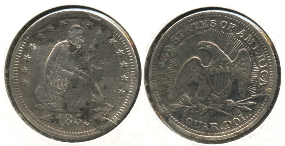 1853 Seated Liberty Quarter EF-40 #f Acid Cleaned