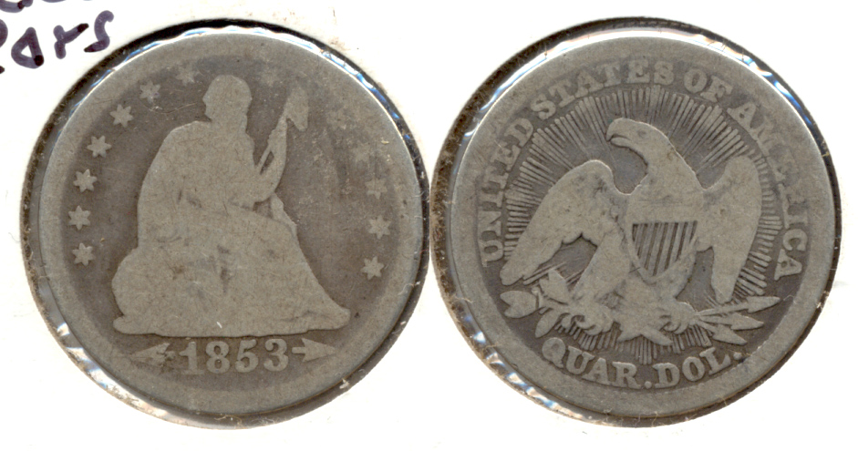 1853 Seated Liberty Quarter Good-4 a