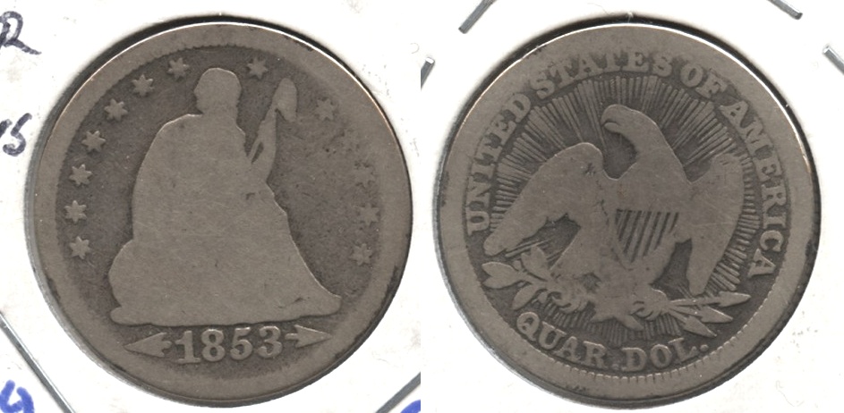 1853 Seated Liberty Quarter Good-4 #f