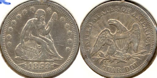 1853 Seated Liberty Quarter VF-20