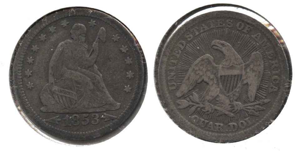1853 Seated Liberty Quarter VF-20 #d