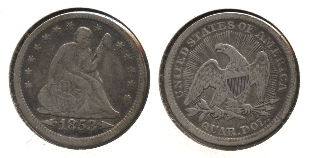 1853 Seated Liberty Quarter VF-20 #h