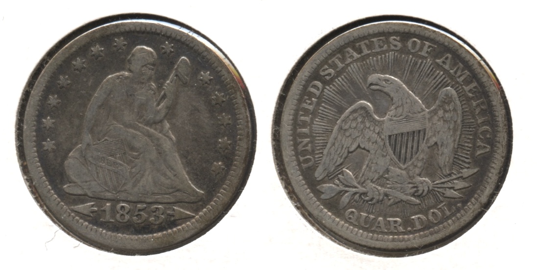 1853 Seated Liberty Quarter VF-20 #h