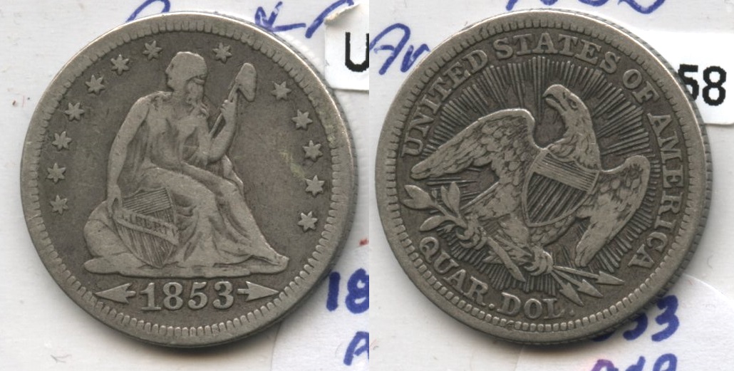 1853 Seated Liberty Quarter VF-20 #i