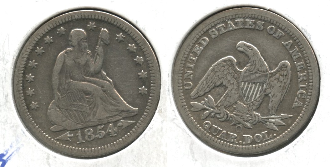 1854-O Seated Liberty Quarter Fine-15