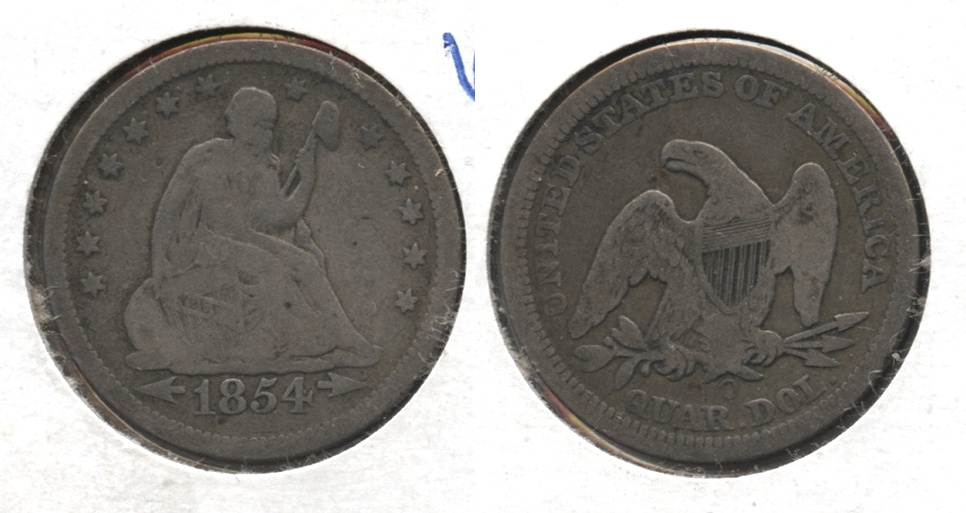 1854-O Seated Liberty Quarter VG-8