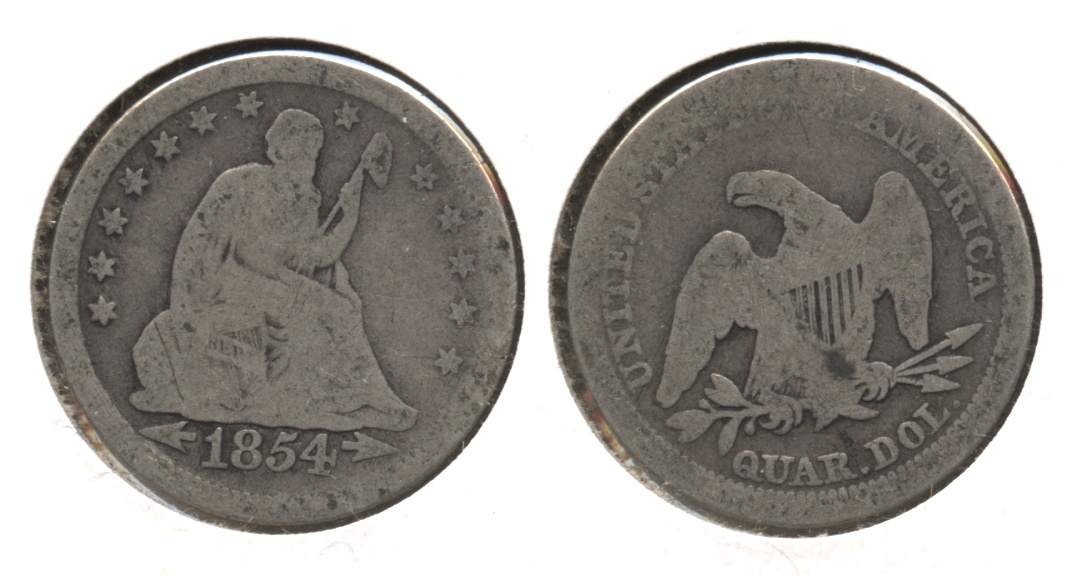 1854 Seated Liberty Quarter AG-3 #a