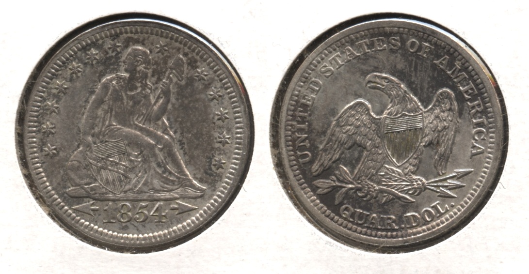 1854 Seated Liberty Quarter AU-58