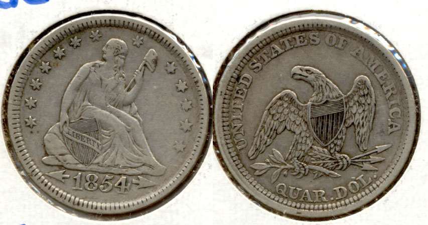 1854 Seated Liberty Quarter EF-40