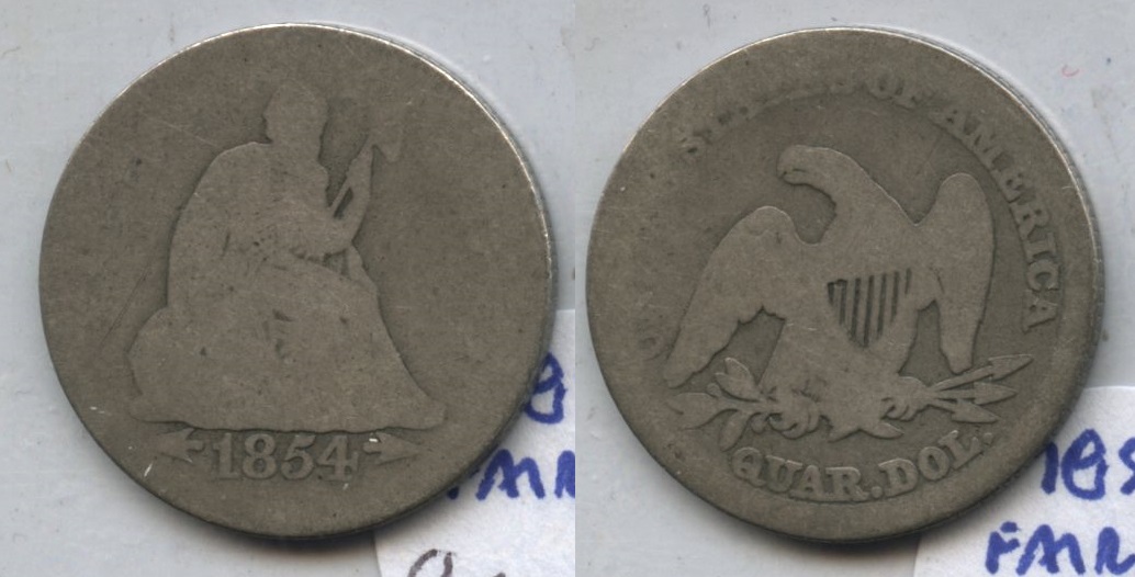1854 Seated Liberty Quarter Fair-2 #a