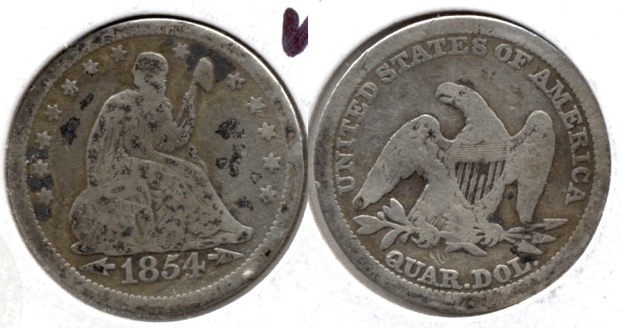 1854 Seated Liberty Quarter Good-4
