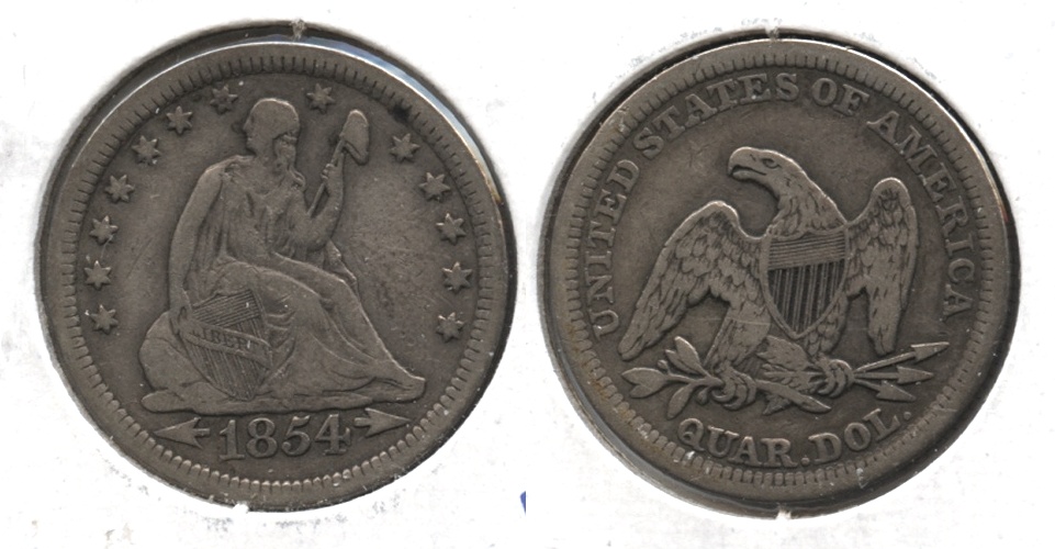 1854 Seated Liberty Quarter VF-20 #a