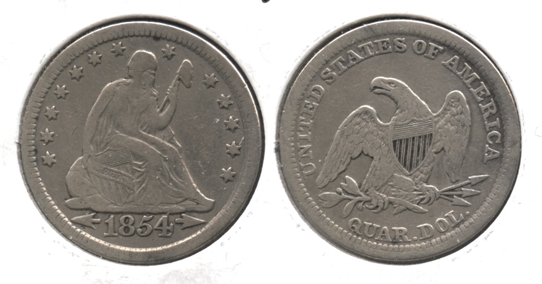 1854 Seated Liberty Quarter VF-20 #b