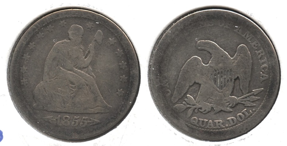 1855 Seated Liberty Quarter AG-3 #c