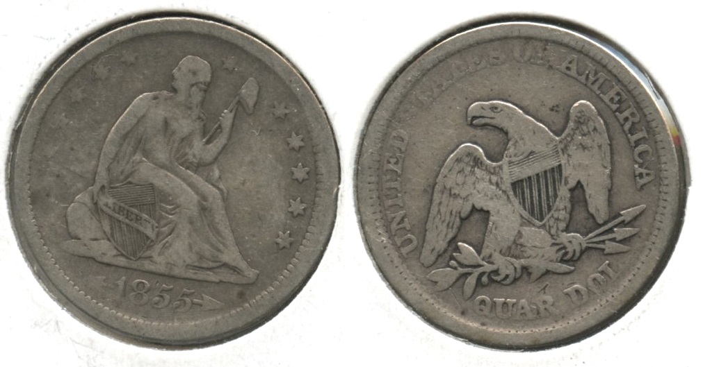 1855 Seated Liberty Quarter Fine-12