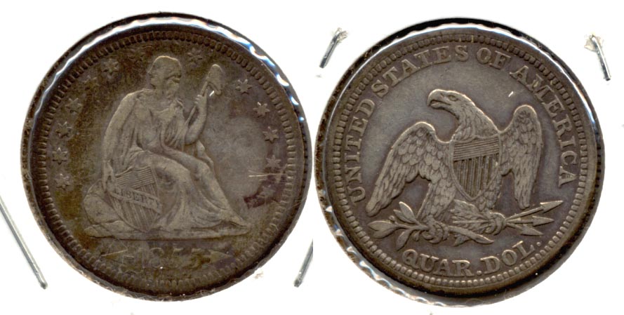 1855 Seated Liberty Quarter VF-20 Scratch