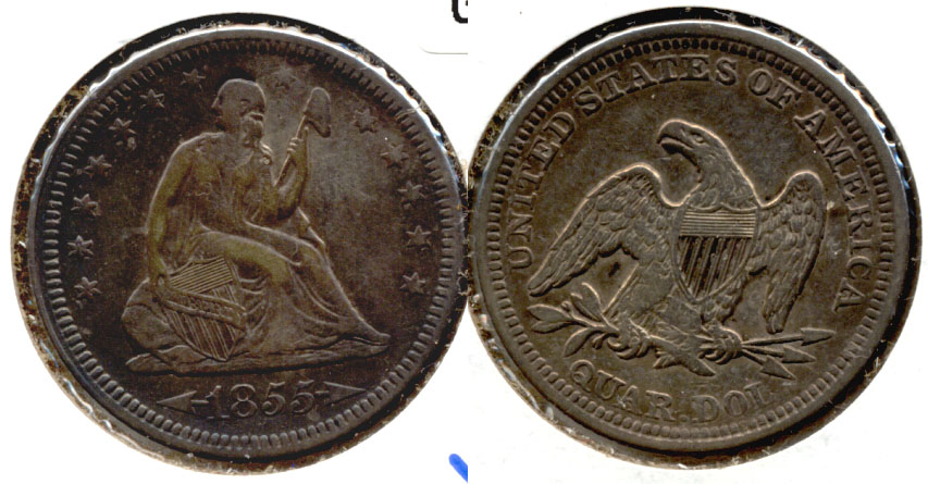 1855 Seated Liberty Quarter VF-30