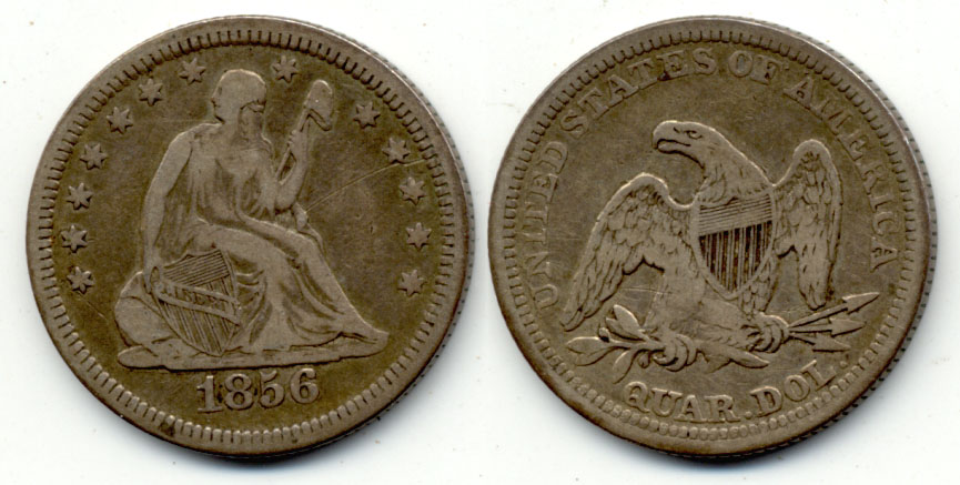 1856 Seated Liberty Quarter Fine-12