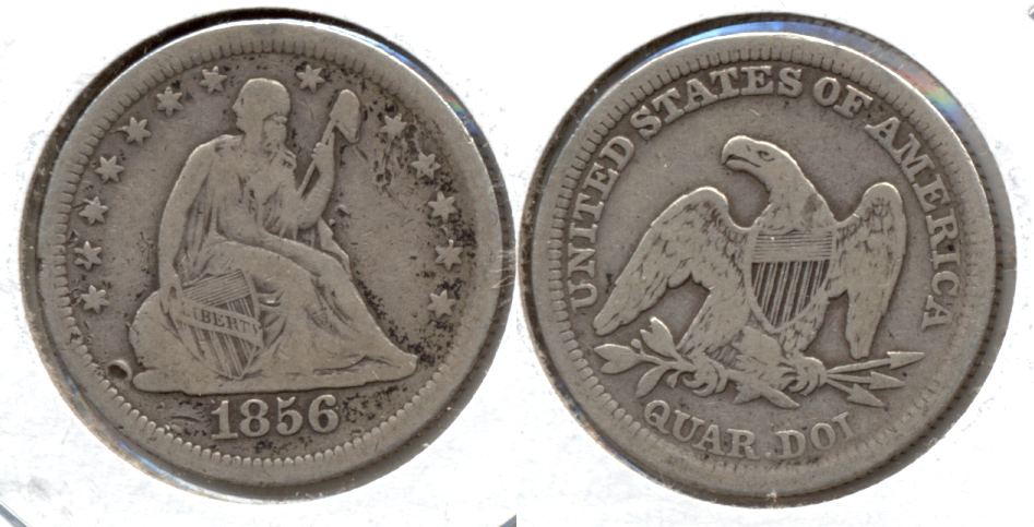 1856 Seated Liberty Quarter Fine-12 a Obverse Tics