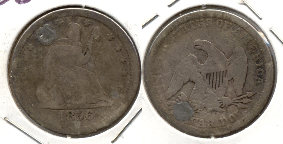 1856 Seated Liberty Quarter Good-4 Plugged a