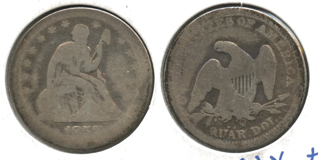 1857-O Seated Liberty Quarter AG-3