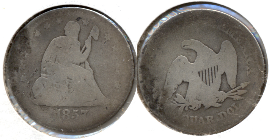 1857 Seated Liberty Quarter AG-3 a Reverse Damage