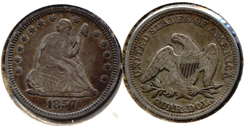 1857 Seated Liberty Quarter EF-40 a