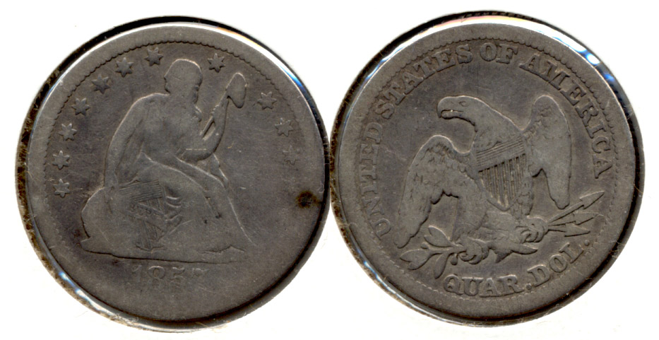 1857 Seated Liberty Quarter Good-4