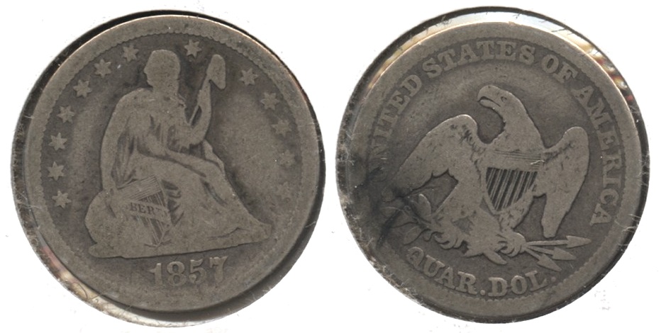1857 Seated Liberty Quarter Good-4 #a