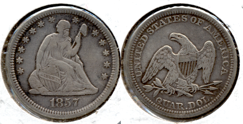 1857 Seated Liberty Quarter VF-20 a Lightly Cleaned