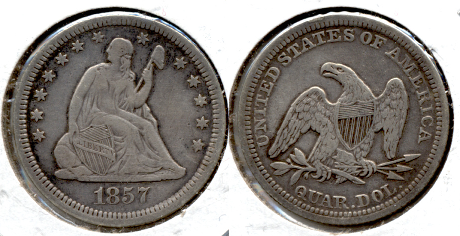 1857 Seated Liberty Quarter VF-20 a Lightly Cleaned