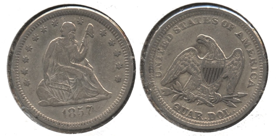 1857 Seated Liberty Quarter VF-20 #b