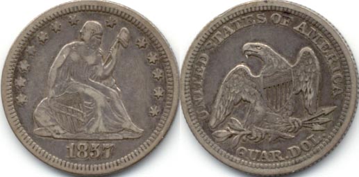 1857 Seated Liberty Quarter VF-30