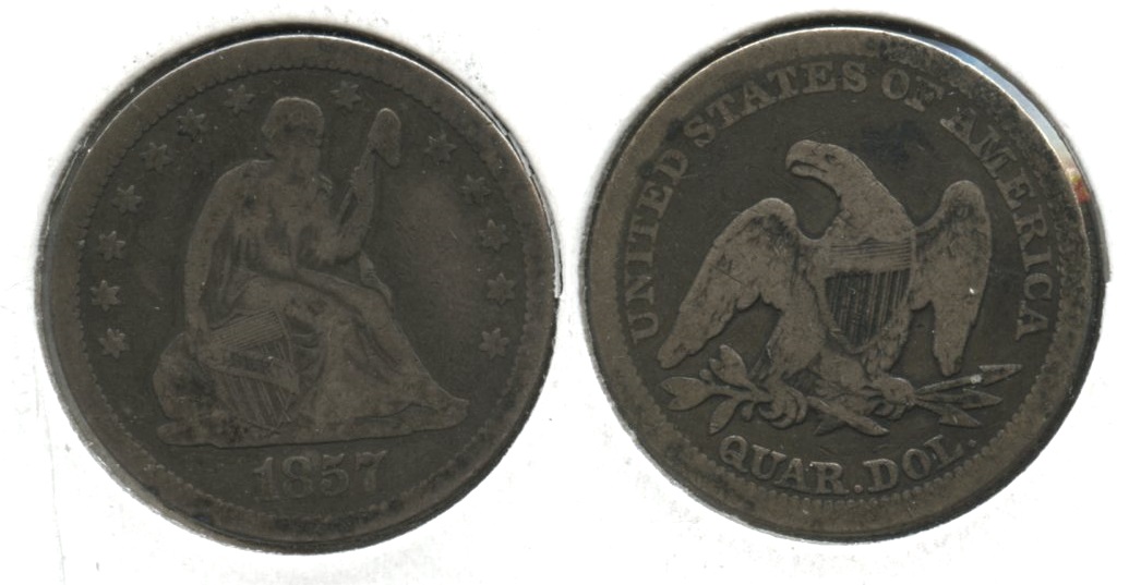 1857 Seated Liberty Quarter VG-10