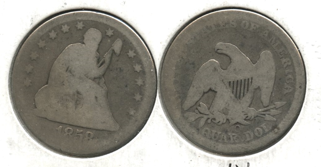 1858-O Seated Liberty Quarter AG-3