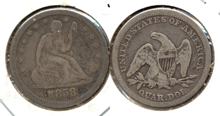 1858 Seated Liberty Quarter Fine-12