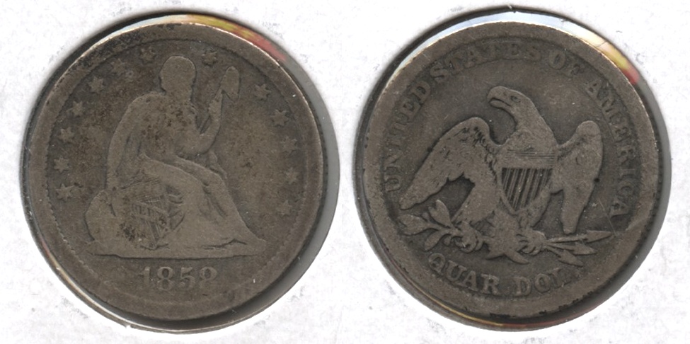 1858 Seated Liberty Quarter VG-8 #a