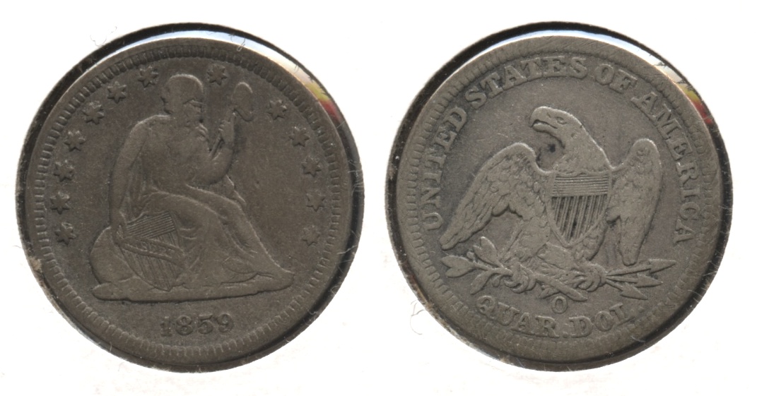 1859-O Seated Liberty Quarter VF-20