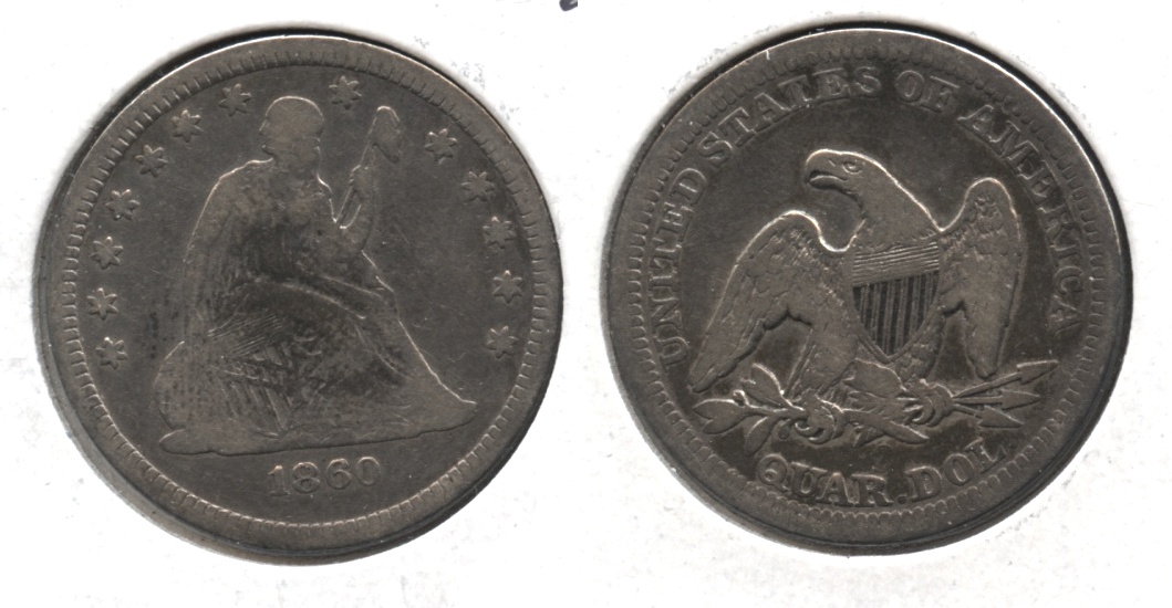 1860-O Seated Liberty Quarter Fine-12 #a