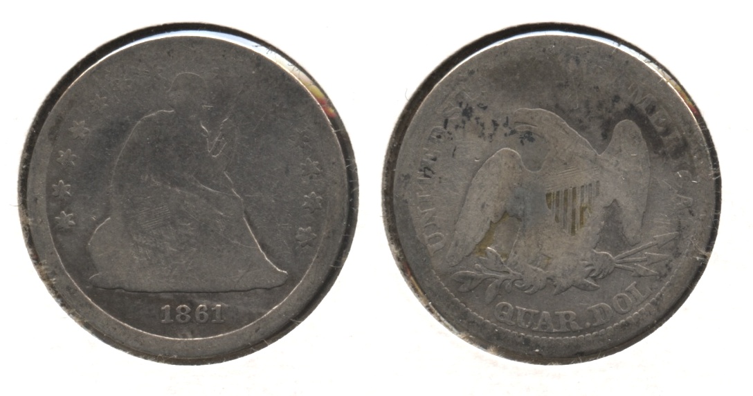 1861 Seated Liberty Quarter AG-3