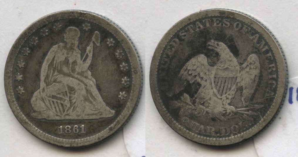 1861 Seated Liberty Quarter Fine-12