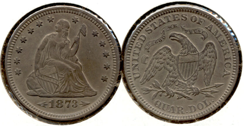1873 arrows Seated Liberty Quarter EF-45