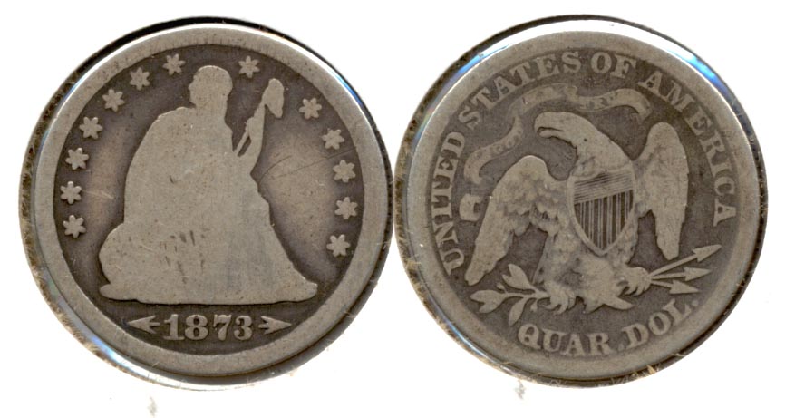 1873 arrows Seated Liberty Quarter Good-4