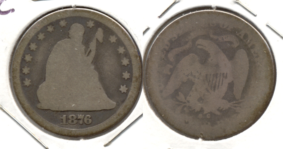 1876-CC Seated Liberty Quarter AG-3