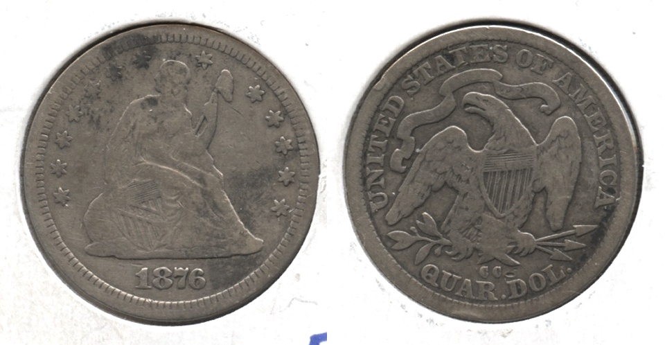 1876-CC Seated Liberty Quarter Fine-12