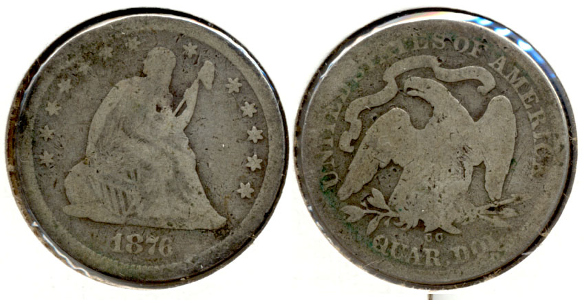 1876-CC Seated Liberty Quarter Good-4 a