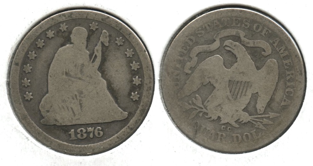 1876-CC Seated Liberty Quarter Good-4 #d