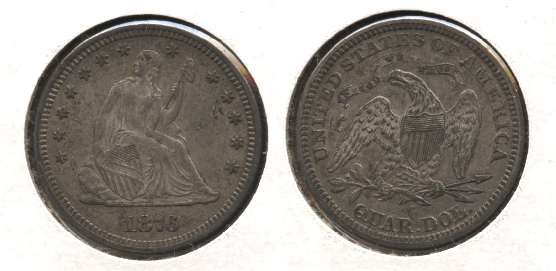 1876 Seated Liberty Quarter AU-50