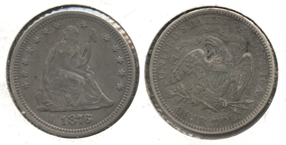 1876 Seated Liberty Quarter EF-40 Reverse Marks