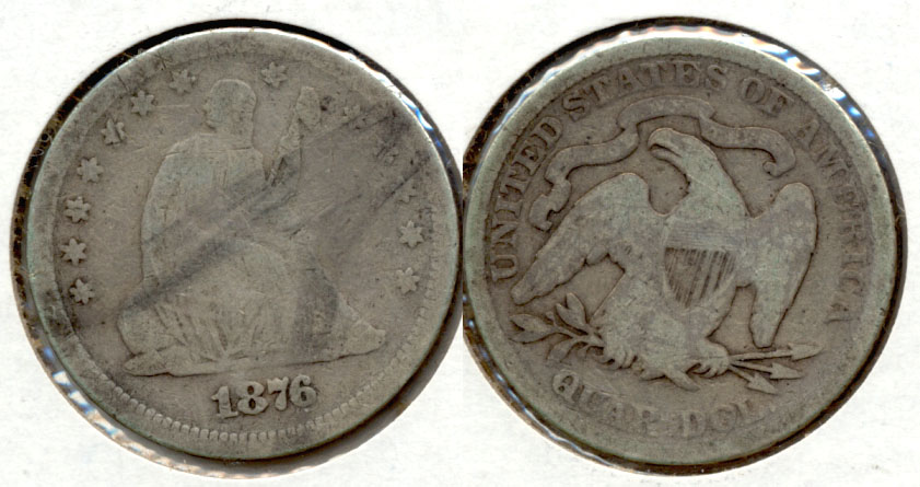 1876 Seated Liberty Quarter Good-4
